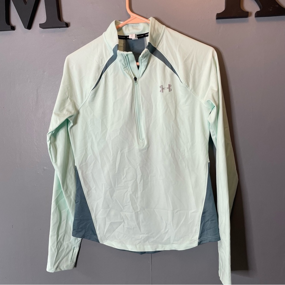 Under Armour Light Blue and Teal Activewear quarter zip Pullover size small